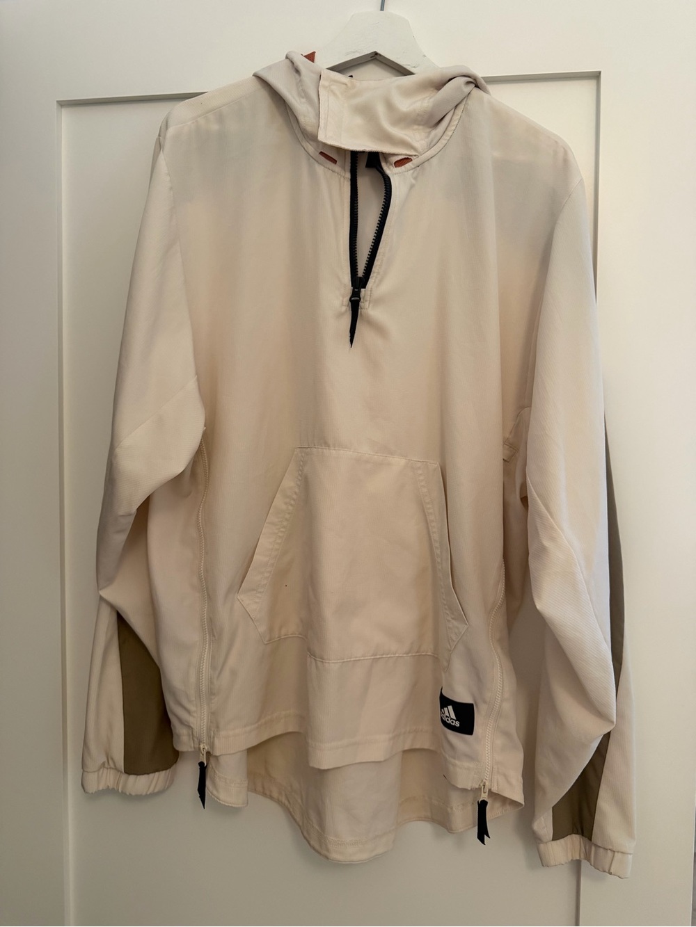 adidas Beige Half-Zip Hooded Pullover